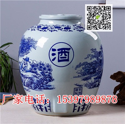 原漿青花大酒壇50斤100斤200斤裝陶瓷酒缸,黑色紅酒字酒壇大口配水龍頭廠家